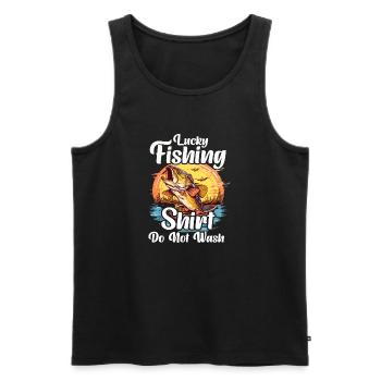 Lucky Fishing Shirt Do not Wash - Männer Premium Bio Tank Top - Schwarz - Vorne - AI Model Male 178 light (178cm)