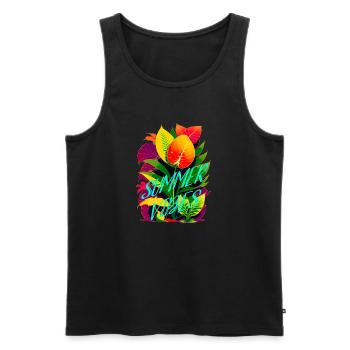 SUMMER VIBES - Männer Premium Bio Tank Top - Schwarz - Vorne - AI Model Male 178 light (178cm)