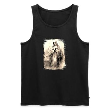 Sainte Marie Marie Vierge Marianne Vierge Marie Sainte - Débardeur bio Premium Homme - noir - Devant - AI Model Male 178 light (178cm)