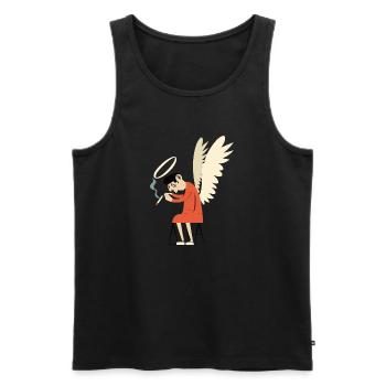Schutzengel Rauchen Pause Müde - Männer Premium Bio Tank Top - Schwarz - Vorne - Michal (187cm)