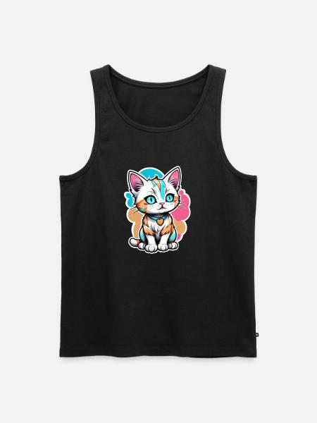 chat aquarelle kawaii - Débardeur bio Premium Homme - noir