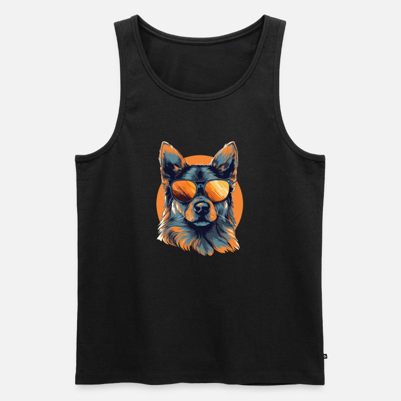 Wolf mit Sonnenbrille - Männer Premium Bio Tank Top - Schwarz