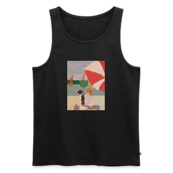 Lindau dreaming girl and dog - Men's Premium Organic Tank Top - black - Front - AI Model Male 178 light (178cm)