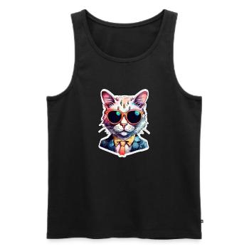 Cat Bezel - Cute Watercolor - Men's Premium Organic Tank Top - black - Front - Michal (187cm)