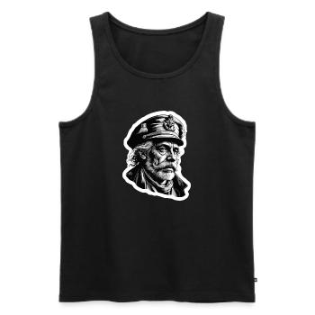 Capitaine / Marin / Marin / Marin / Maritime / Ahoy - Débardeur bio Premium Homme - noir - Devant - AI Model Male 178 light (178cm)