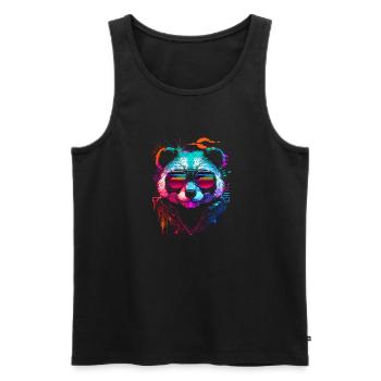 Hipster-Panda - Männer Premium Bio Tank Top - Schwarz - Vorne - AI Model Male 178 light (178cm)