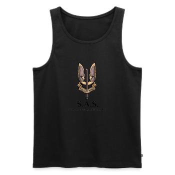 SAS (Swiftly Approaching Sixty) - Men's Premium Organic Tank Top - black - Front - AI Model Male 178 light (178cm)