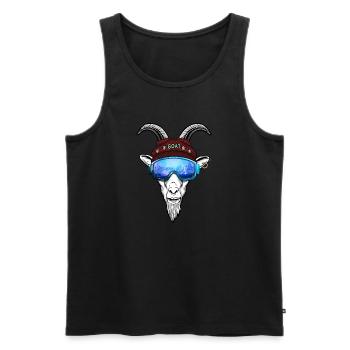 Goat in mountain dress funny - Men's Premium Organic Tank Top - black - Front - AI Model Male 178 light (178cm)