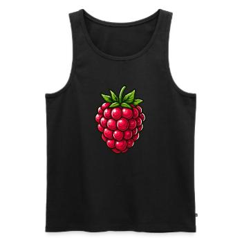Himbeere, Obst - Männer Premium Bio Tank Top - Schwarz - Vorne - AI Model Male 178 light (178cm)