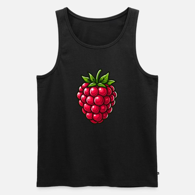 Himbeere, Obst - Männer Premium Bio Tank Top - Schwarz