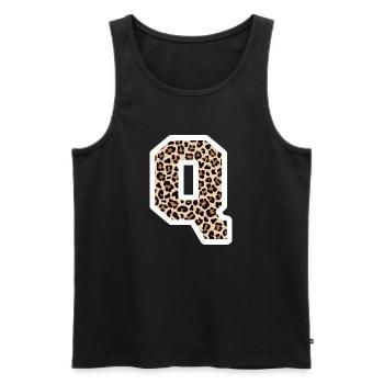 lettre Q motif léopard -idée cadeau d’anniversaire - Débardeur bio Premium Homme - noir - Devant - Michal (187cm)