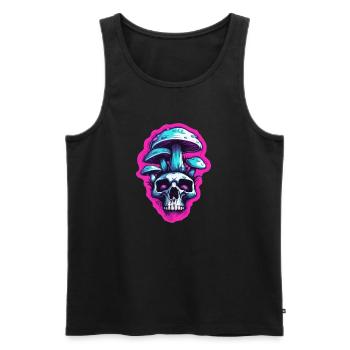 Pilz / Mushroom / Wiese / Wald / Goa / Psy - Männer Premium Bio Tank Top - Schwarz - Vorne - Michal (187cm)