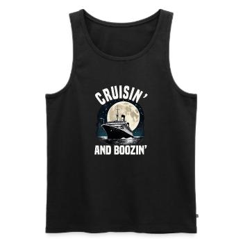 Cruising And Boozing Cruise Ship Vacation Group - Men's Premium Organic Tank Top - black - Front - AI Model Male 178 light (178cm)