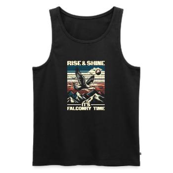Rise And Shine It's Falconry Time - Falknerei - Men's Premium Organic Tank Top - black - Front - AI Model Male 178 light (178cm)