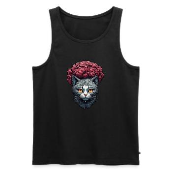 Cool Cat / Funny / Animal / Pet / Crazy - Men's Premium Organic Tank Top - black - Front - Michal (187cm)