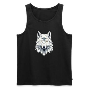 White Wild Wolf - Men's Premium Organic Tank Top - black - Front - AI Model Male 178 light (178cm)