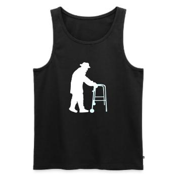 Retired Grandpa Grandpa Old Grandpa Walking Aid Hat Coat - Men's Premium Organic Tank Top - black - Front - Michal (187cm)