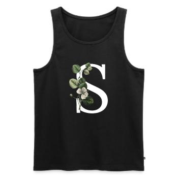 Grüner botanischer Buchstabe S - Männer Premium Bio Tank Top - Schwarz - Vorne - Michal (187cm)