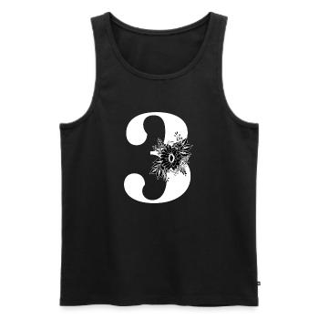 Number 3 Black Floral -3rd Floral Anniversary - Men's Premium Organic Tank Top - black - Front - AI Model Male 178 light (178cm)