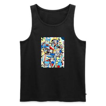 Cubism ink brush - Men's Premium Organic Tank Top - black - Front - AI Model Male 178 light (178cm)