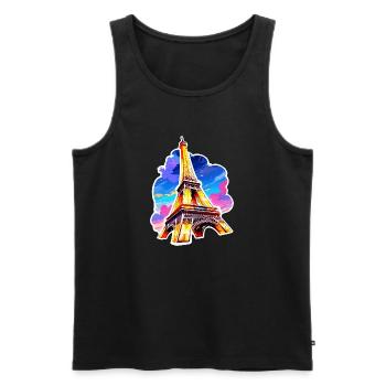 Eiffel tower #22 - Men's Premium Organic Tank Top - black - Front - AI Model Male 178 light (178cm)