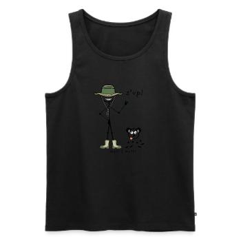 Matt and Mutt S-up - Men's Premium Organic Tank Top - black - Front - AI Model Male 178 light (178cm)