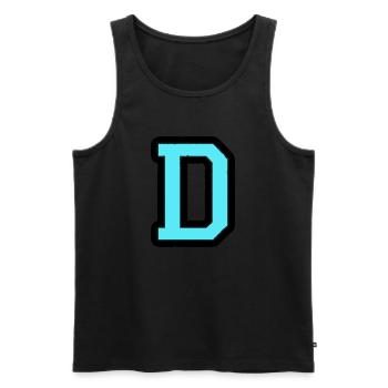 D letter - Men's Premium Organic Tank Top - black - Front - AI Model Male 178 light (178cm)