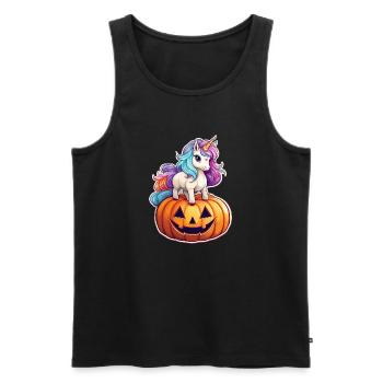 Conception de citrouille licorne d’Halloween - Débardeur bio Premium Homme - noir - Devant - Michal (187cm)