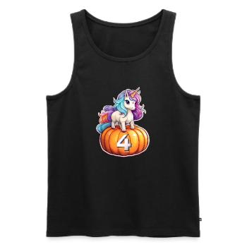 Einhorn Kürbis Herbst 4 –vierten Geburtstag - Männer Premium Bio Tank Top - Schwarz - Vorne - AI Model Male 178 light (178cm)