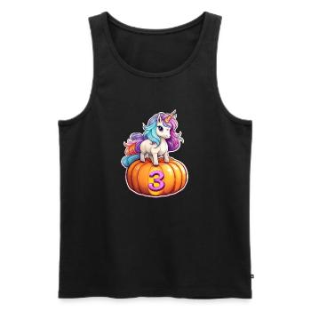 Licorne Citrouille Automne 3 - Troisième anniversaire - Débardeur bio Premium Homme - noir - Devant - AI Model Male 178 light (178cm)