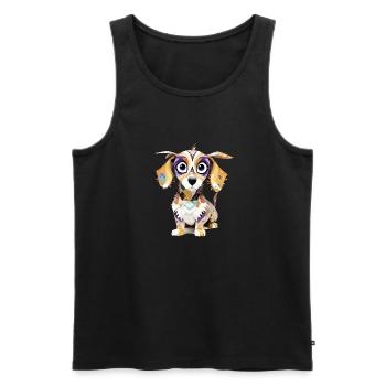 Teckel Playful Adorable Fun Animal Colorful Cute - Men's Premium Organic Tank Top - black - Front - Michal (187cm)