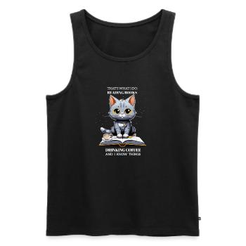 Chat Intello et Café - Men's Premium Organic Tank Top - black - Front - AI Model Male 178 light (178cm)