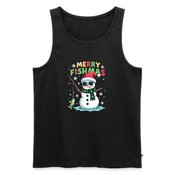 Noël du pêcheur - Merry Fishmas - Débardeur bio Premium Homme - noir - Devant - Michal (187cm)