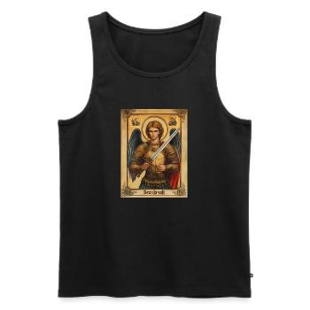 Deus lo vult Christian Archangel Michael - Men's Premium Organic Tank Top - black - Front - AI Model Male 178 light (178cm)
