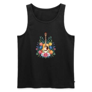 Floral Guitar Harmony - Men's Premium Organic Tank Top - black - Front - AI Model Male 178 light (178cm)