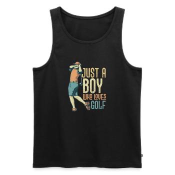 Just A Boy Who Loves Golf Golfer Hobby - Männer Premium Bio Tank Top - Schwarz - Vorne - Michal (187cm)