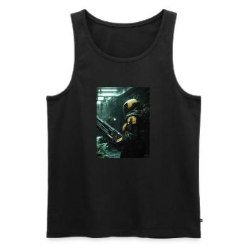 Sci Fi Warrior4 - Men's Premium Organic Tank Top - black - Front - AI Model Male 178 light (178cm)
