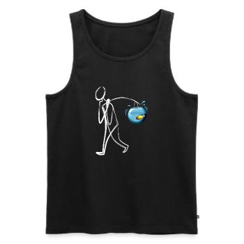 Mann mit Fisch weiss - Männer Premium Bio Tank Top - Schwarz - Vorne - Michal (187cm)