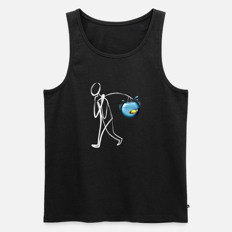 Mann mit Fisch weiss - Männer Premium Bio Tank Top - Schwarz