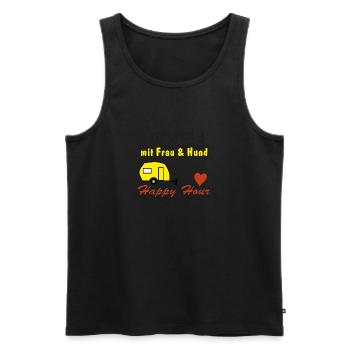 happy hour camping mit frau und hund - Männer Premium Bio Tank Top - Schwarz - Vorne - Michal (187cm)