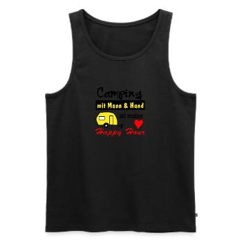 happy hour camping mit mann und hund - Männer Premium Bio Tank Top - Schwarz - Vorne - AI Model Male 178 light (178cm)