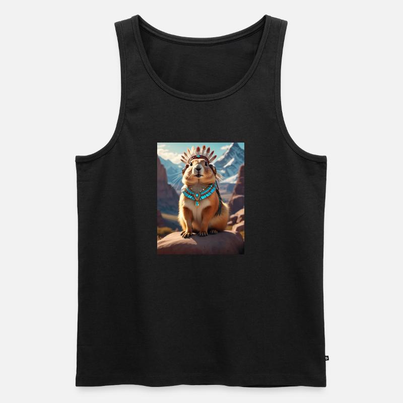 Murmeltier Krieger - Männer Premium Bio Tank Top - Schwarz