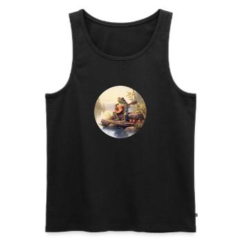 Frog playing banjo - Men's Premium Organic Tank Top - black - Front - Michal (187cm)