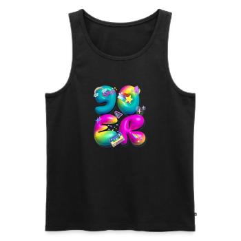 90s,retro,balloons,3d,90s,colorful - Men's Premium Organic Tank Top - black - Front - Michal (187cm)