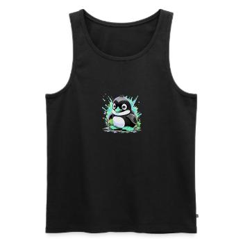 pingouin, bébé pingouin, bébé pingouin, graffiti, bleu - Débardeur bio Premium Homme - noir - Devant - AI Model Male 178 light (178cm)