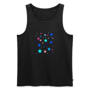 stars, colorful, blue, pink, pink - Men's Premium Organic Tank Top - black - Front - AI Model Male 178 light (178cm)