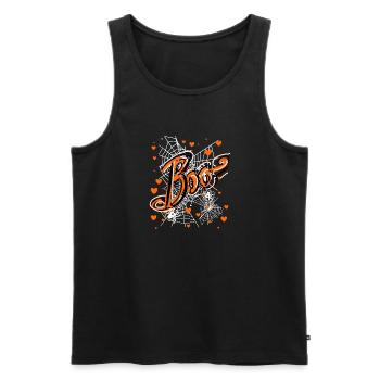 Boo,halloween,graffiti,spider web,spider web - Men's Premium Organic Tank Top - black - Front - AI Model Male 178 light (178cm)