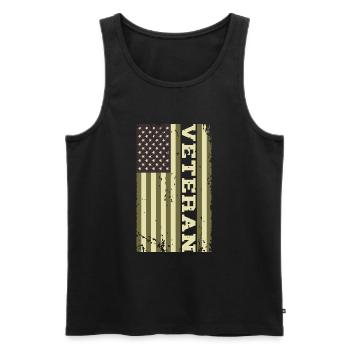 Veteran US Flagge Camo - Männer Premium Bio Tank Top - Schwarz - Vorne - Michal (187cm)