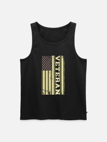 Veteran US Flag Camo - Men's Premium Organic Tank Top - black