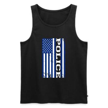 Police USA Flag - Men's Premium Organic Tank Top - black - Front - Michal (187cm)